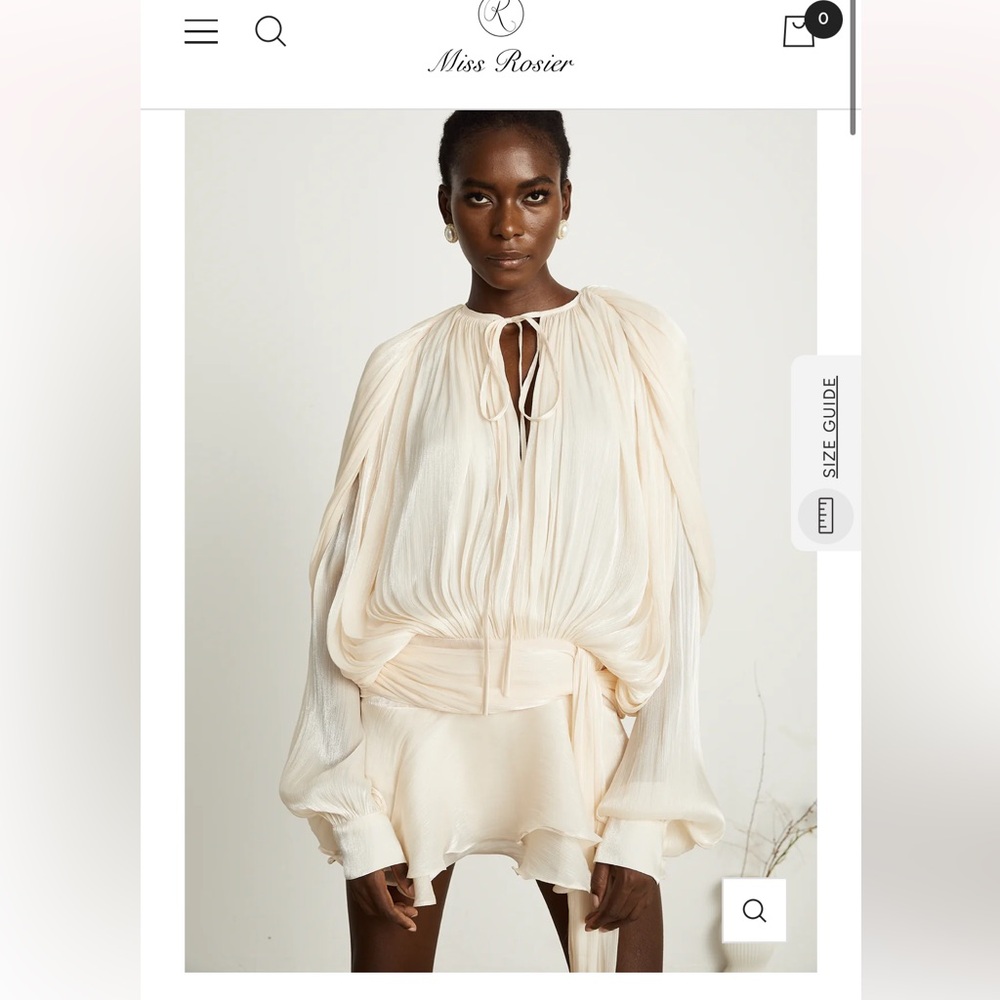 Miss Rosier Cream Pleated Tie-Neck Blouse